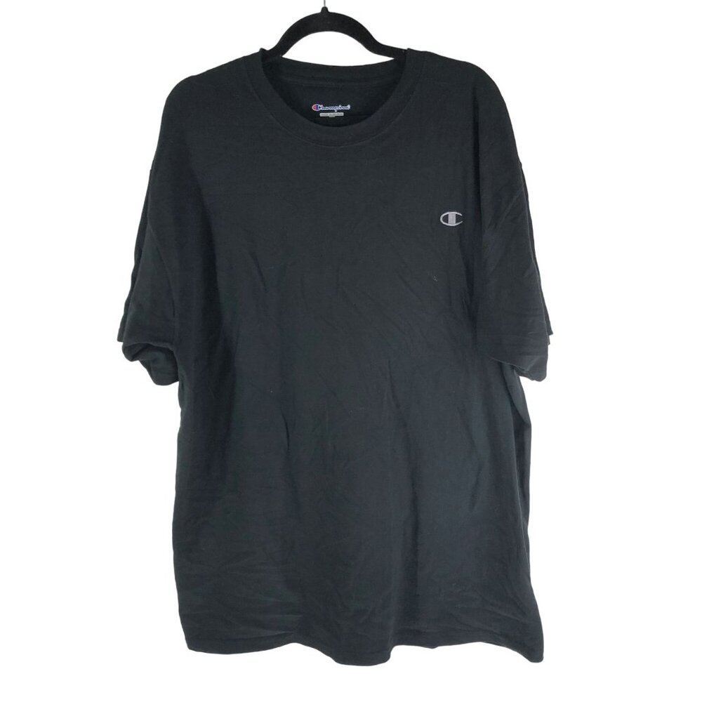 Champion Mens Cotton Casual Crew Neck Logo T-Shirt Black Size XL